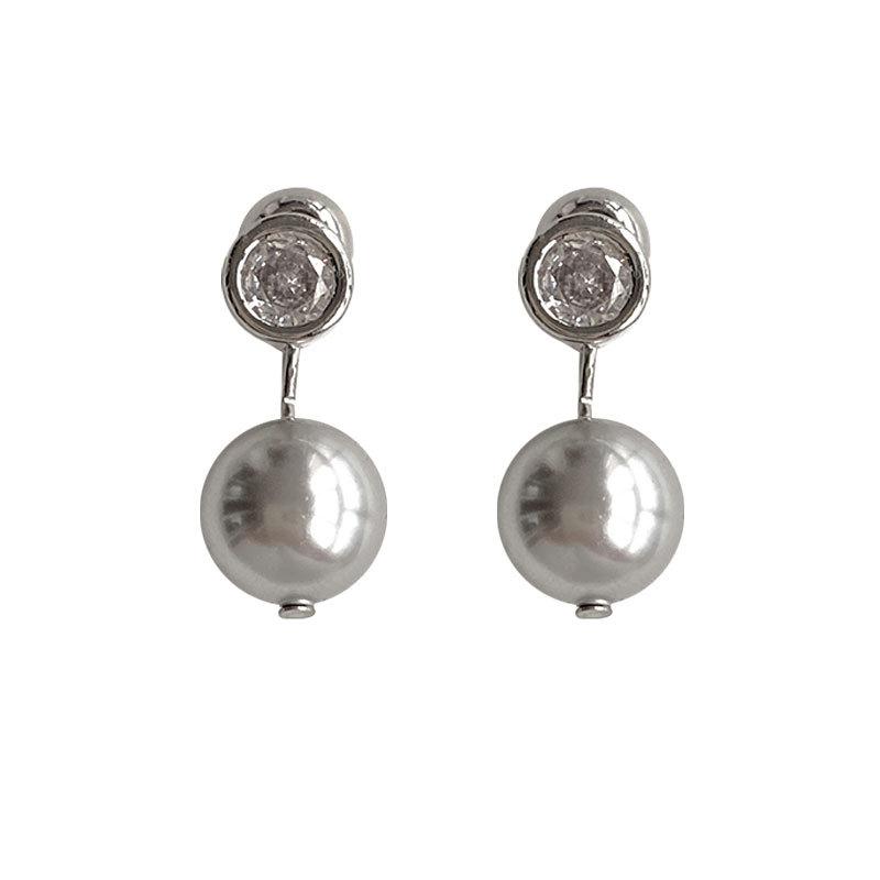 

Серьги с серыми жемчужинами и бриллиантами в форме маленькой серой фасоли, серьги-темпераменты, минималистский и универсальный французский стиль