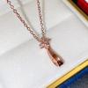 Rose Gold Angel Pendant Necklace with Sparkling Stone Accents Whimsical Faith Inspired Jewelry for Women