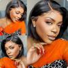 100% Human Hair 13X1 Short Pixie Cut Wigs Straight Bob HD Transparent Lace Frontal Wigs For Black Women 250Density Perruque