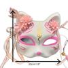 Anime Demon Fox Mask Hand-Painted Japanese Mask Half Face Flower Mask Masquerade Festival Ball Kabuki Kitsune Masks Cosplay Prop