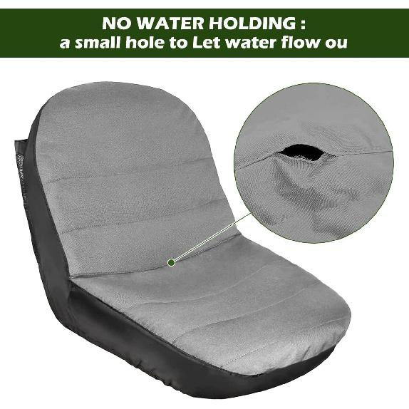 Tractor Seat Cover, 600D Oxford Cloth Waterproof Lawn Mower Seat Protector, Universal Riding Mower Seat Cover with Pocket for 12.5”-14”H Seats