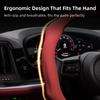 Suitable for Jeep Perforated Leather Steering Wheel Cover, Non-Slip, Sweat-Absorbent, Breathable, Integrated Snap-On Protective Case for Wrangler 