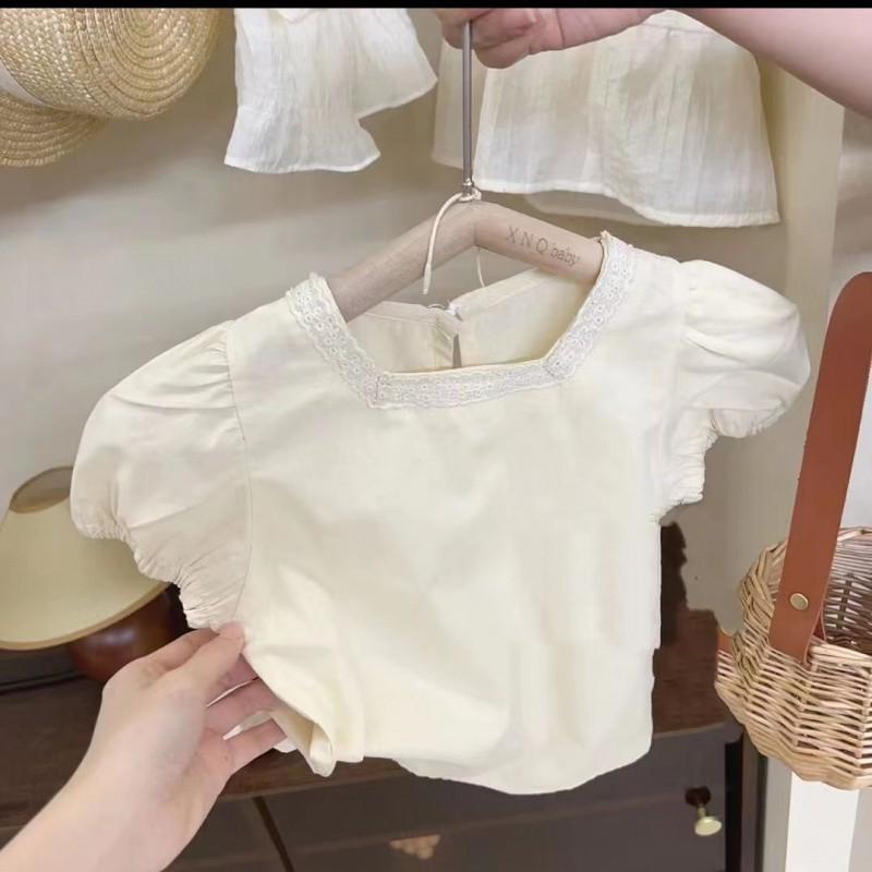 

Elegant Princess Style Girls Summer Clothing Set With Short Sleeve Dress For Children White,80cm/31.50in