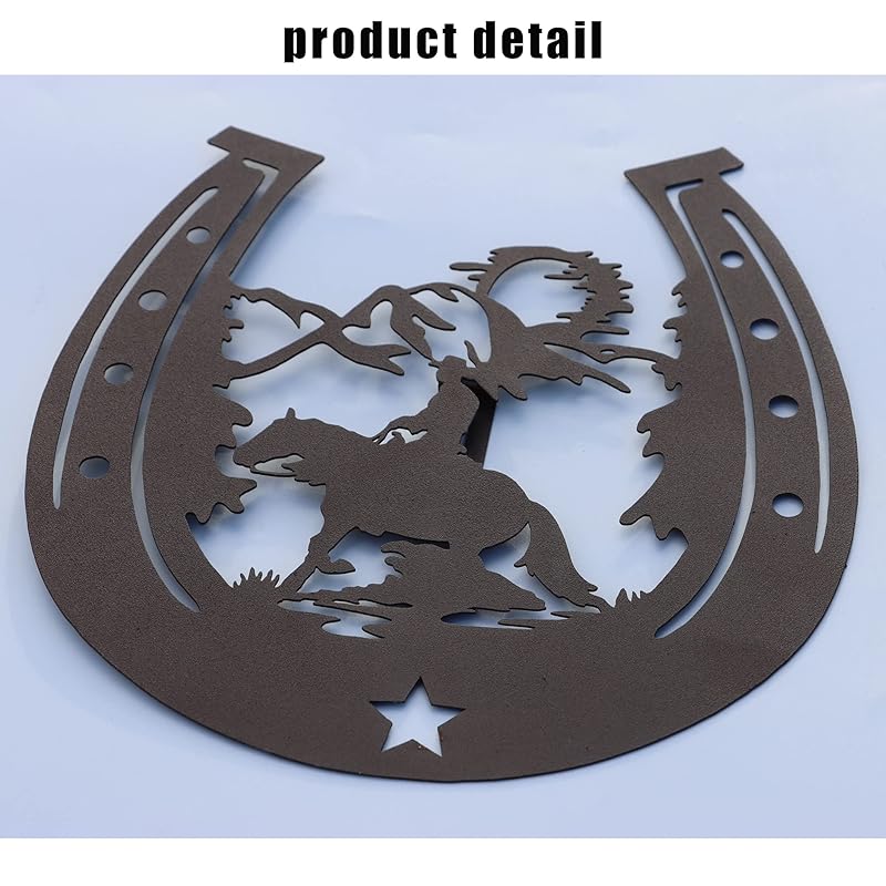 VinSees Metal 9 inch Horseshoe Cowboy Boots Cowboy Hat Wall Art Decor, Rustic Western Wall Decor, Western Decorations Co 9.5 inch