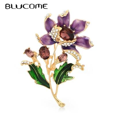 Mor Emaye Çiçek Broşları Kadınlar Düğün Partisi Günlük Broş Pinleri Hediyeler
