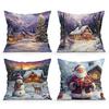 Christmas Painting Cushion Pillowcase Printed Polyester 45x45cm Throw Pillowcover Decorative Sofa Cushion Pillowslip Home Decor