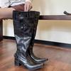 Boots Long Boots Women's Spring and Autumn New Small Big Tube Circumference Western Cowboy Knight Boots Thick Heel Pointed Pile Boots