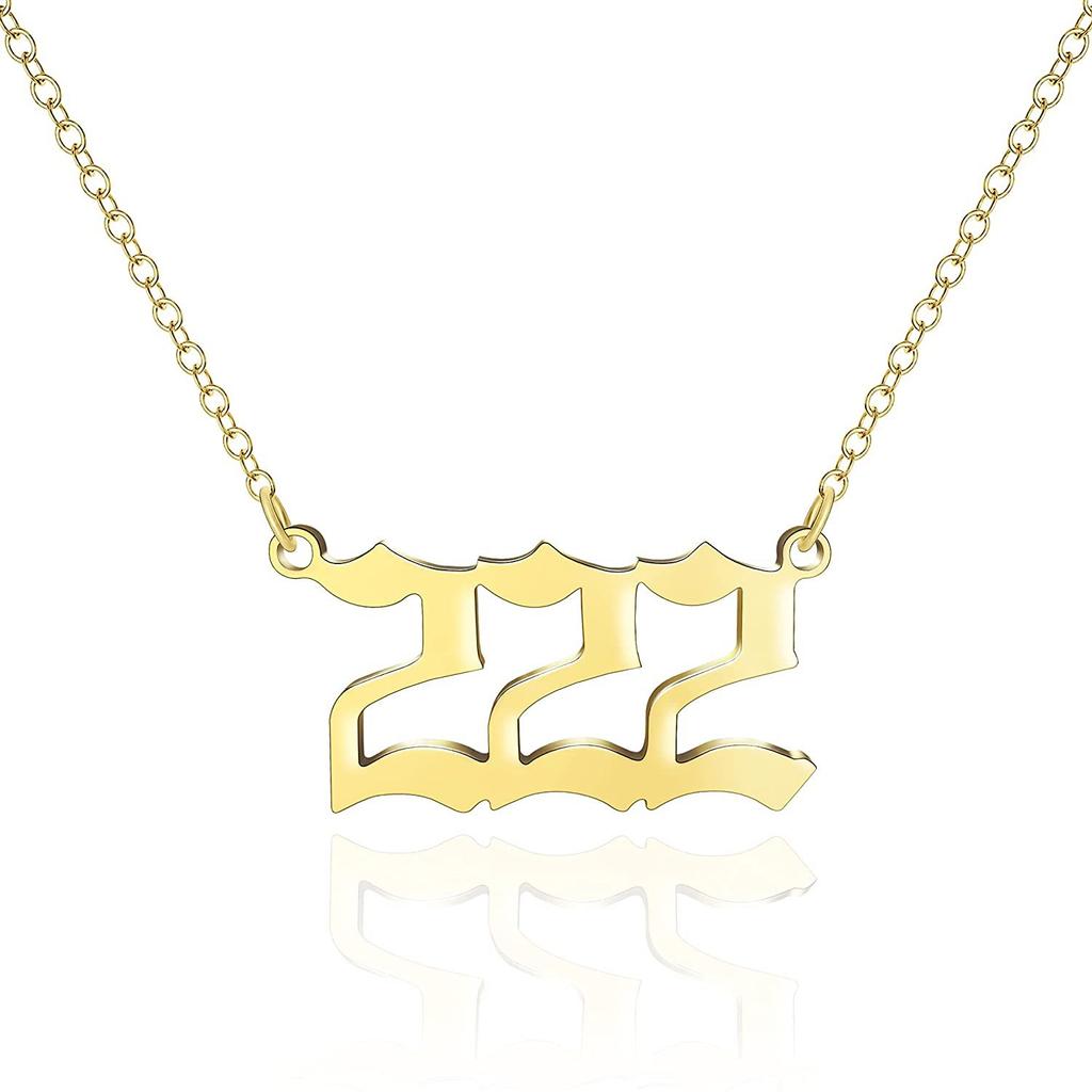 Stainless Steel Angel Number Lucky Numbers Necklaces 111 222 333 444 555 777 888 999 666 000 Women Pendant Necklace