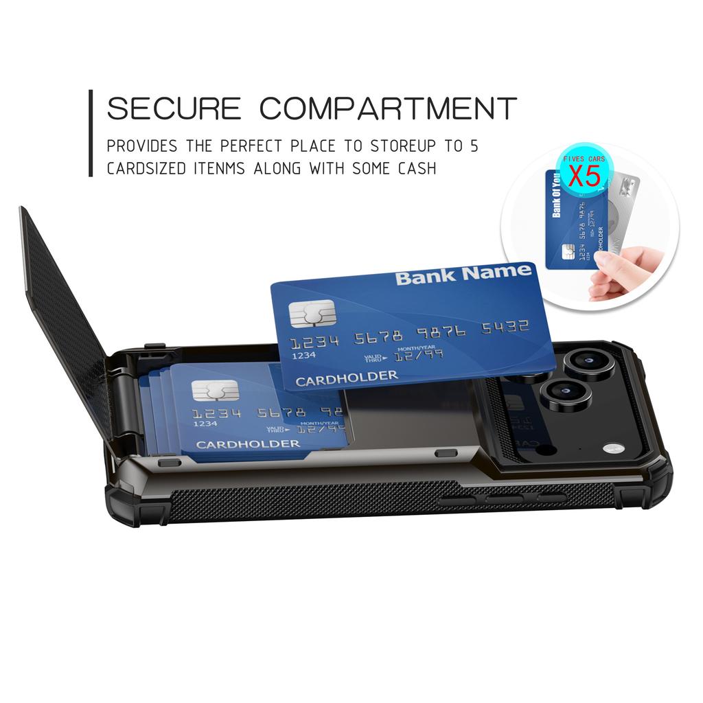 Für iPhone 17 Pro Hülle PC+TPU Doppelschicht Rückseite Handyhülle mit Kartenhalter