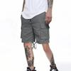 Men's Elastic Belt Straight-leg Drawstring Pocket Cargo Shorts Mountain Pants