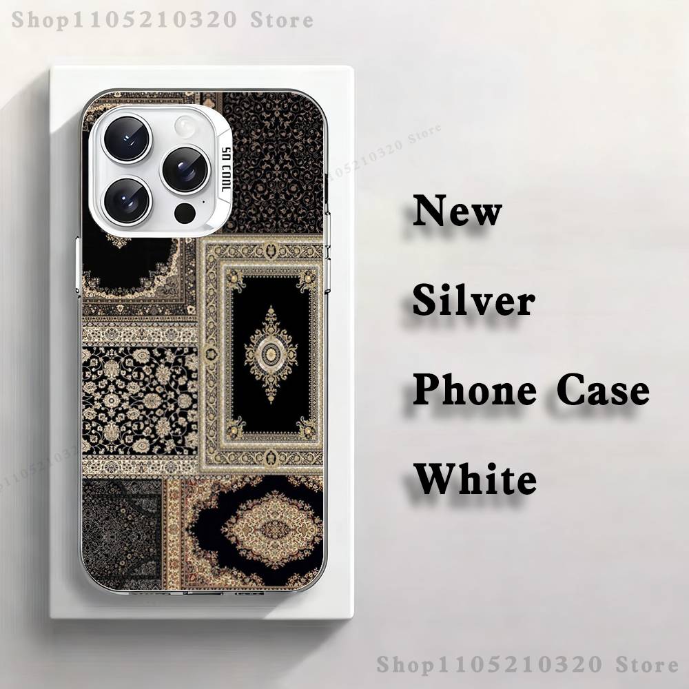 

Arab Persian Carpet Floral Phone Case For iPhone 17,16,15,14,13,12,11,Pro,Max,Plus,Mini,XS,SE Anti Fall White Matte Hard Bumper iPhone15pro