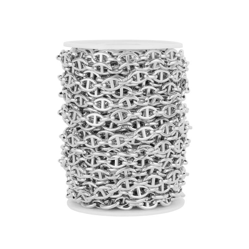 

Браслет/Ожерелье из нержавеющей стали 8 мм с прямоугольными звеньями - Толстая цепочка свиной нос , милый и крутой аксессуар. 8x13mm