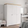 Bodo Wardrobe, White-Brown, 146X53.5X173 Cm, Solid Pine Wood