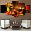 Unframed 5 Panel Red Wine Candle Colorful Fruit Sunflower Canvas Printed Posters Wall Art Pictures HD Paintings Room Home Decor