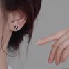 S925 Sterling Silver Korean Style Four-Leaf Clover Heart Stud Earrings for Women