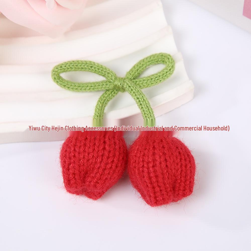 Handmade Macaron-Colored Wool Knitted Tulip Embellishments for DIY Jewelry