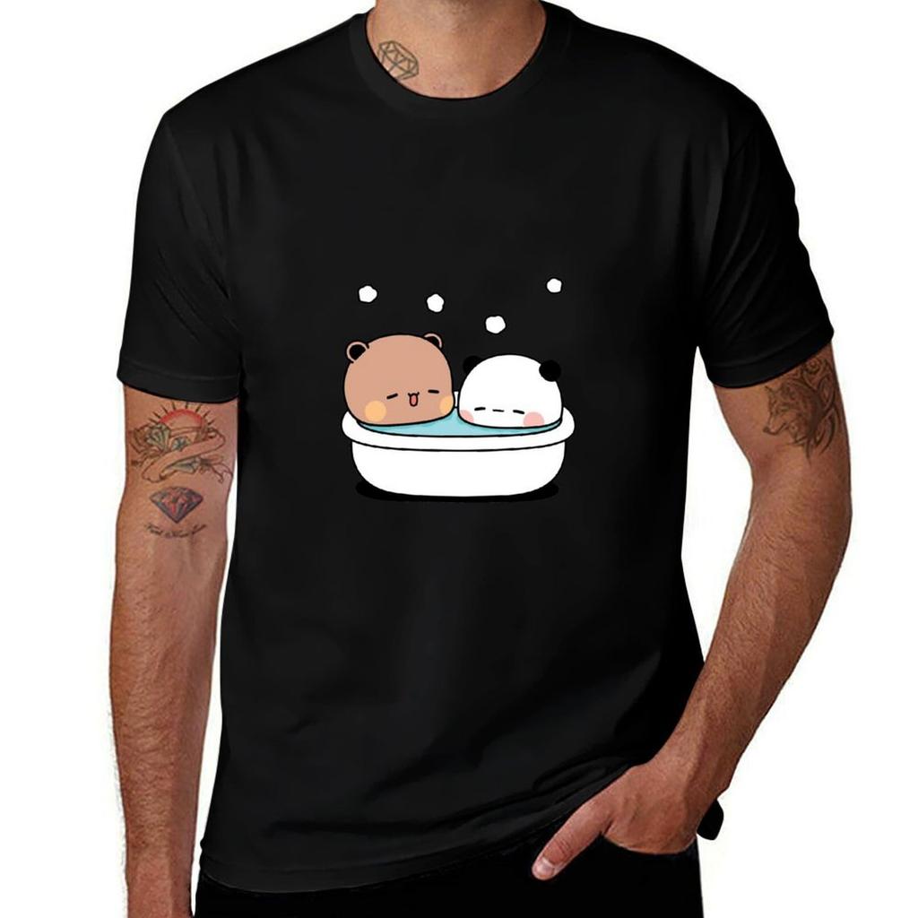 Bear And Panda Bubu Dudu Bath Tshirt All Match Print Short Sleeve Top