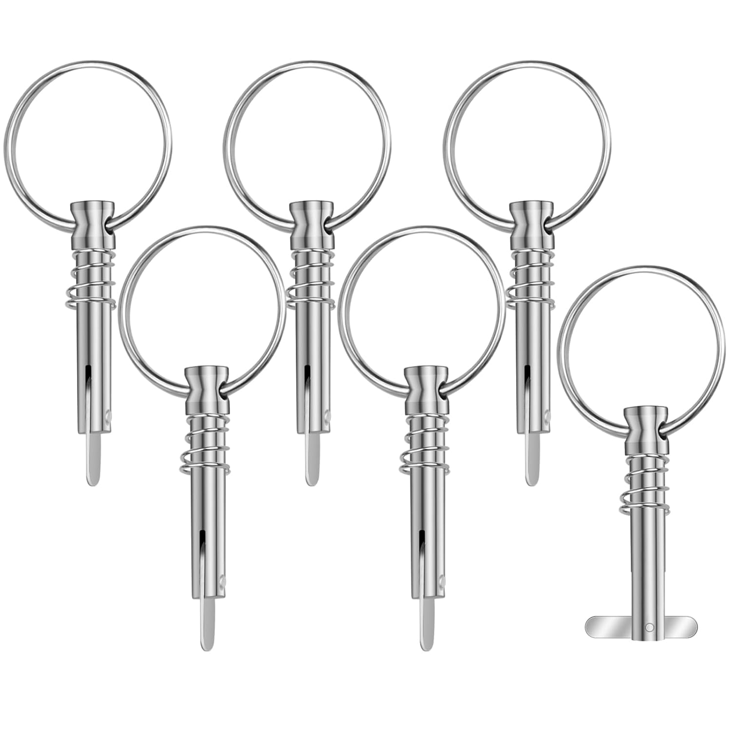 6-Pack 316 Stainless Steel Bimini Top Quick-Release Pins – 51mm Marine Canopy Pins With Pull Ring – 5mm Diameter For Boat Deck Hinges