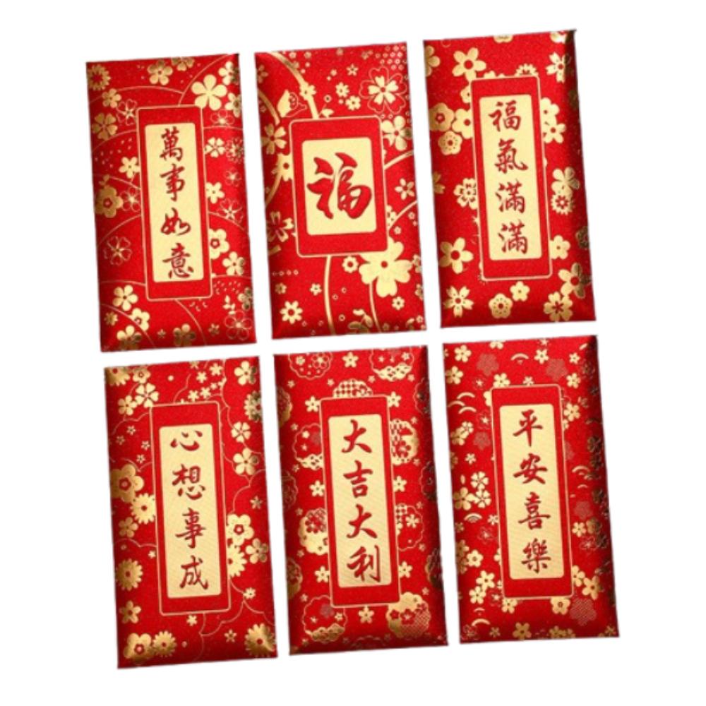 6pcs Blessing Chinese New Year Red Envelopes Traditional Money Packet Wedding Birthday