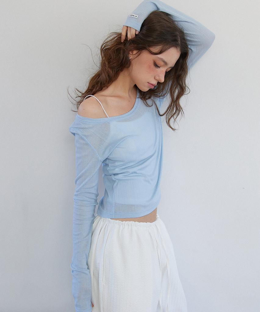 Lense See-Through Layer Long Sleeve Sky Blue