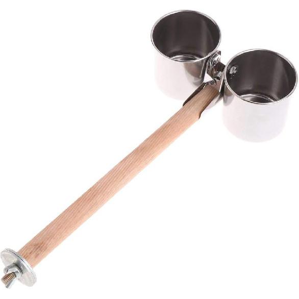 Hypeety Bird Parrot Feeding Double Cups Stainless Steel Food Water Bowls with Clip Bird Seed Feeder Cups Hanging Bowl Cage Stand Accessories