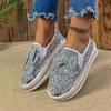 Large size muffin platform single shoes women's new flat bottom round head bow sequins one pedal lazy shoes