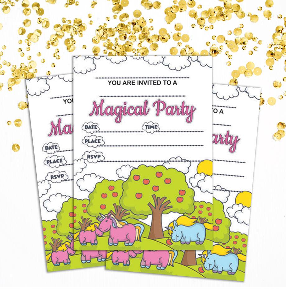 Darling Souvenir White Birthday Invitation Card Printable Elegant Fill or Write In Blank Party Invites 28 Pcs 5 x 7