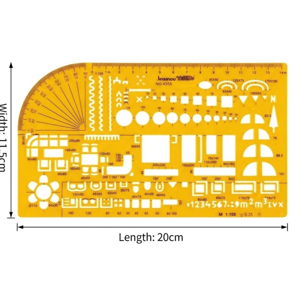 K-Resin Drawing Template Plastic Hollow Ruler Multi‑Pattern Geometric Ruler Geometry Drawing 4355