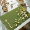 Green Daisy Flower Placemats Nature Floral Table Mats Set Washable Kitchen Dining Decor Linen Coaster