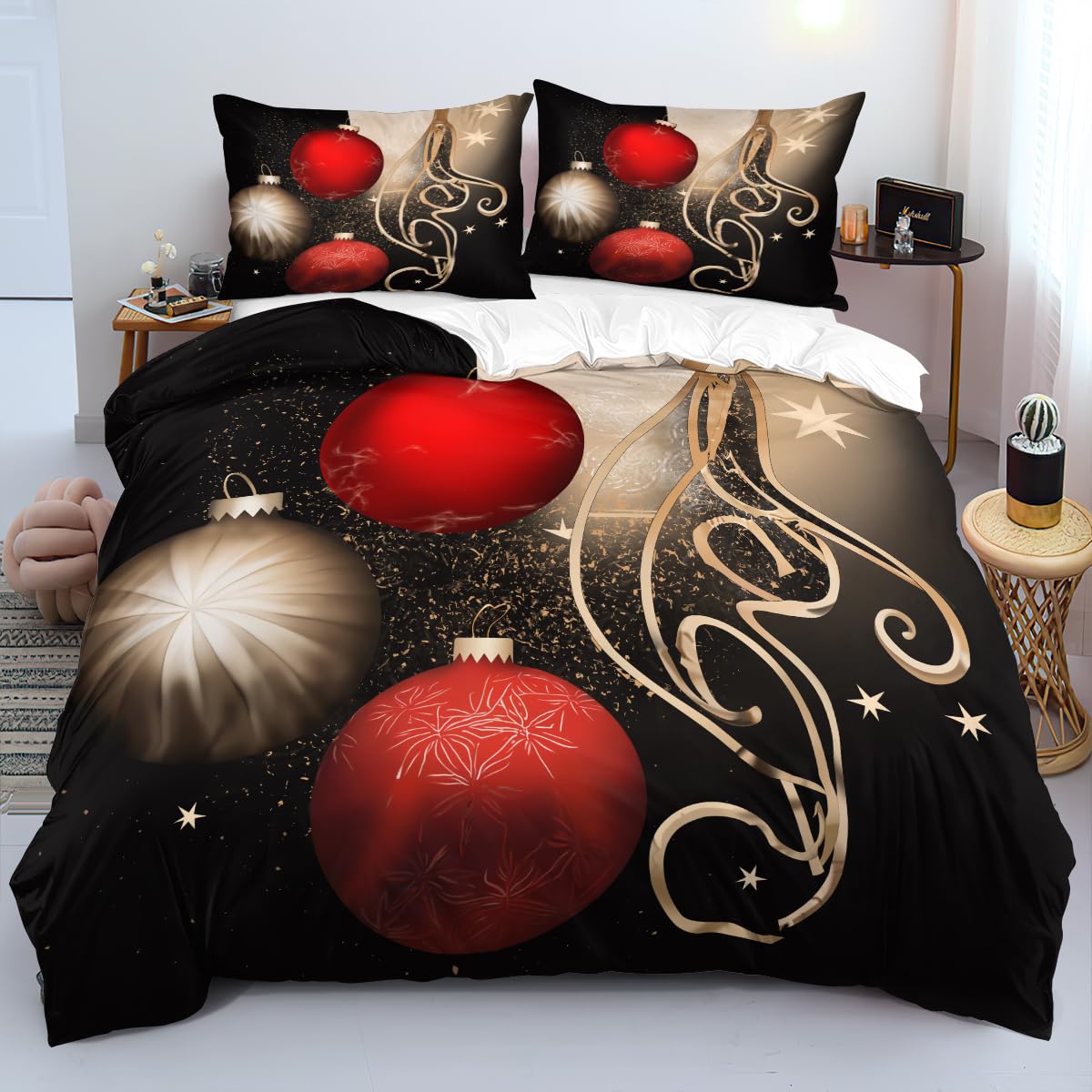 

Romantic Valentines Day Duvet Cover Set Wine Bedding with 2 Pillowcases Heart Shape Spilling Red Drink in Glasses Bedding 3 Pcs EU Single(135x200cm)