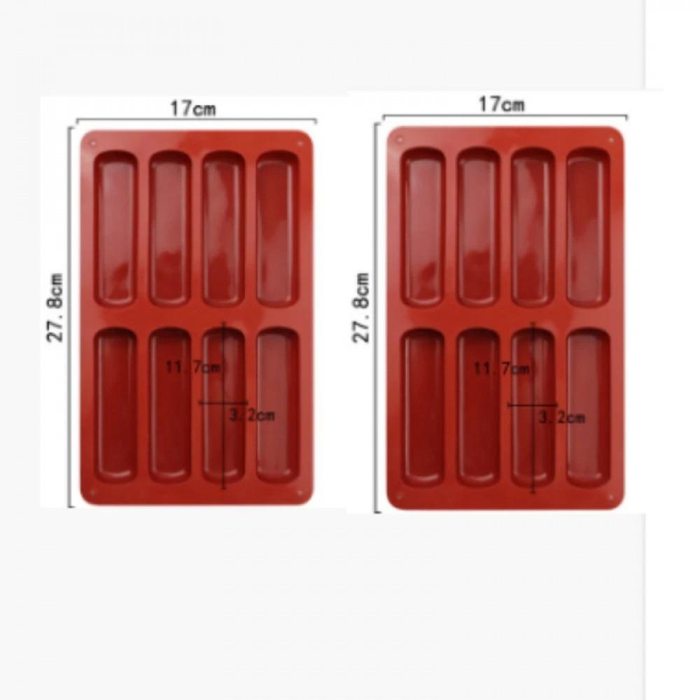 8-Cavity Silicone Cake Mold, 3D Long Strip Silicone Molds, Mousse Cake, Chocolate Mold for French Dessert