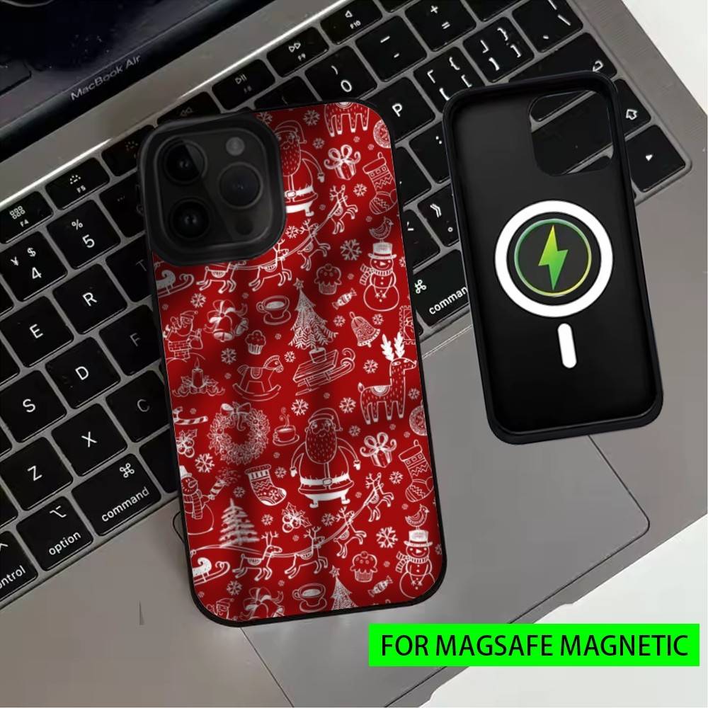 

Merry Christmas Minimalist style Phone Case For iPhone17,16,15,14,13,12,11 Plus,Pro Max Magnetic For Magsafe Wireless Charging iPhone12