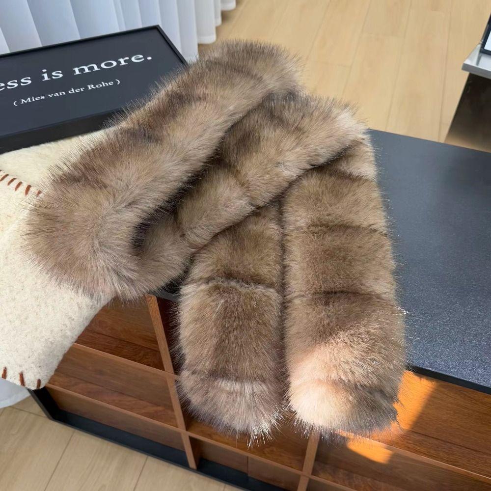 Imitation Mink Fur Long Faux Fur Scarf Thick Shawl Wrap Elegant Fluffy Scarf Outdoor