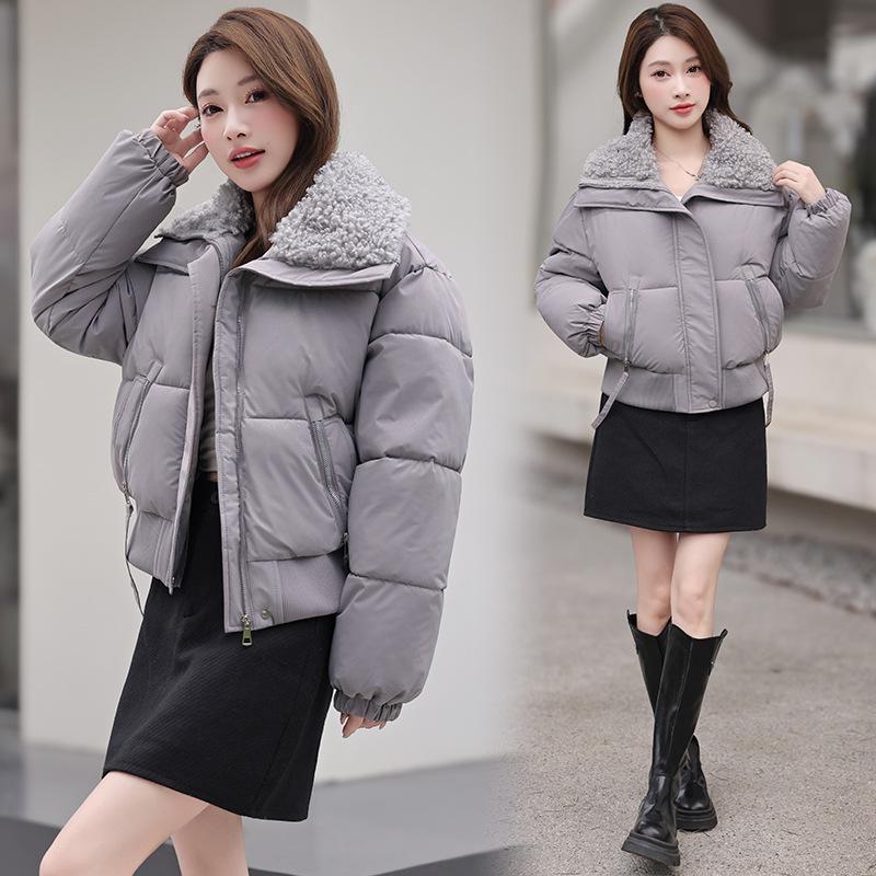 Winter new women's fashion fluffy lapel warm cotton-padded clothes, small cotton-padded clothes, foreign-style cotton-padded jackets