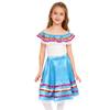 Girls Mexican Dress Set Off Shoulder Ruffled Top Elastic Waistband Lace Ribbon Trim Skirt