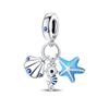 Copper Metal Blue series moon Plane Space series Glass Bead Components Clip Charm Bead Component Compatible With 4MM hole diamete Bracelet High