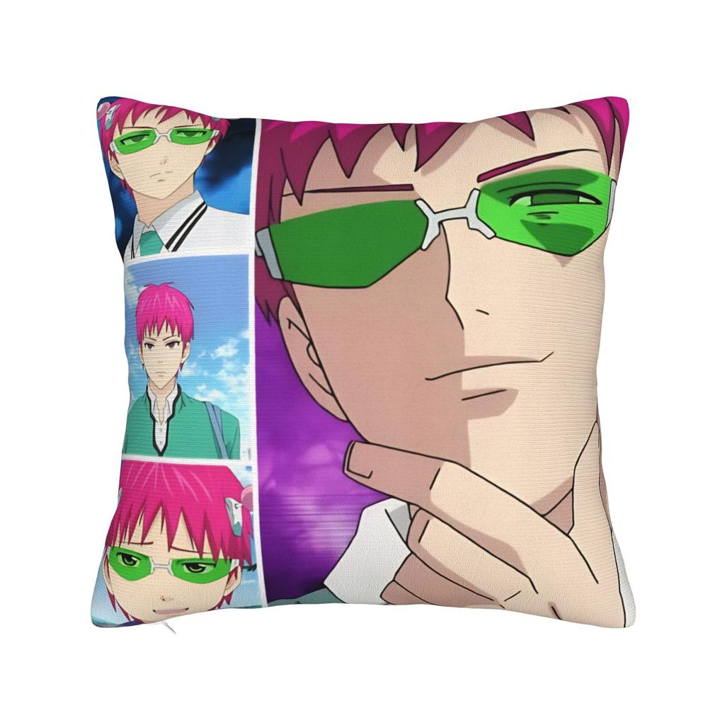 Saiki Kusuo Yare Yare Square Pillow Case  Cushion Cover Vintage Zipper Decor Throw Pillow Case Cover for Home 45x45cm