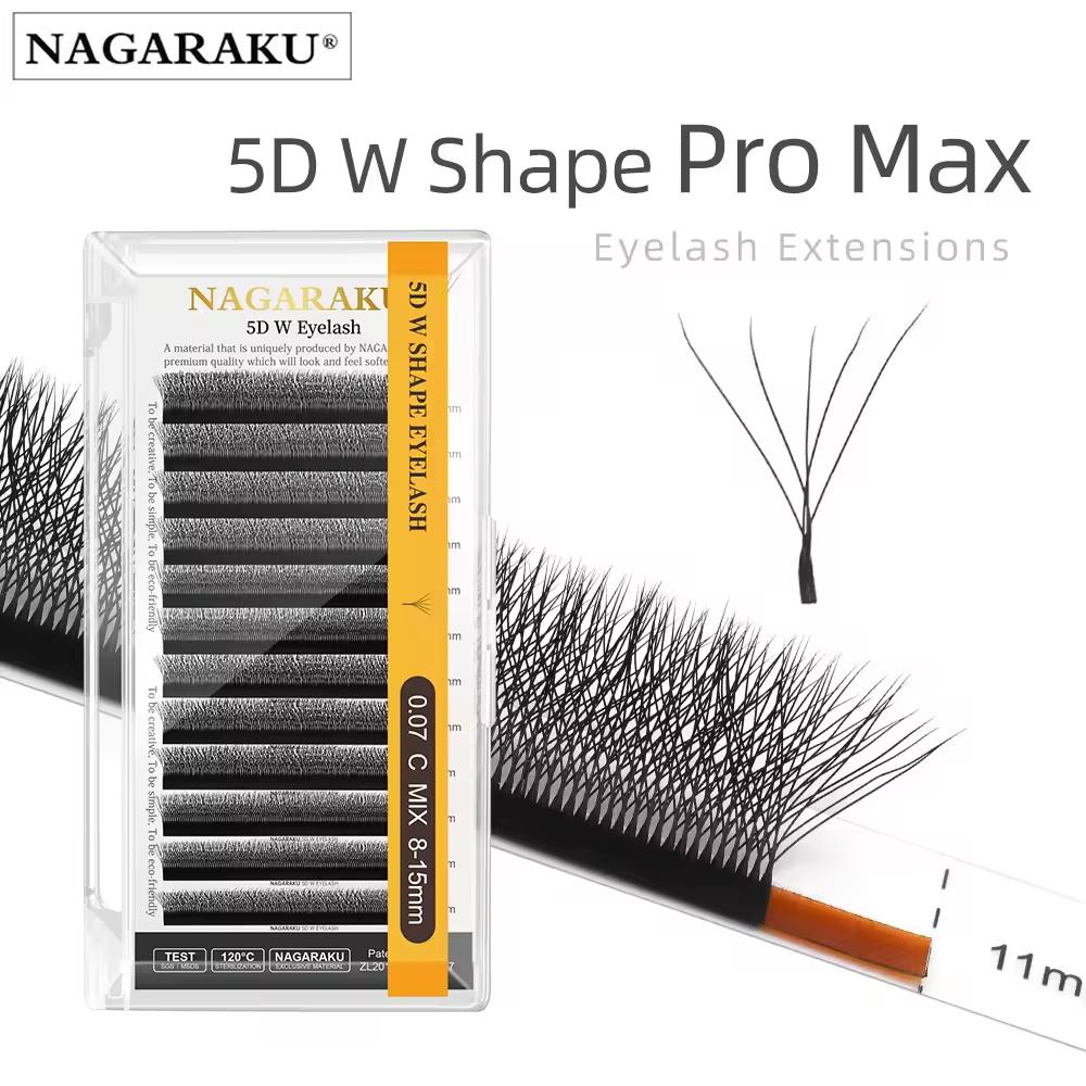 NAGARAKU 5D W-образные Ресницы для наращивания Большой набор Мега объем Готовые пучки Ресницы Супер мягкие Полные густые Ресницы 5D-0.07C warp 8mm