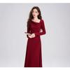 Elegant Women's Autumn & Winter French Dress 2025 - New Christmas & New Year's Red Outfit