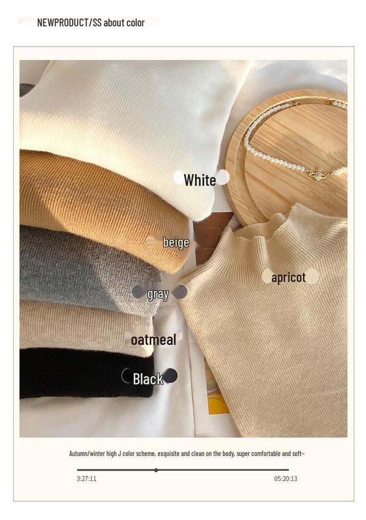 2026 Spring Women's Soft Wool Half-High Neck Slimming Knit Top