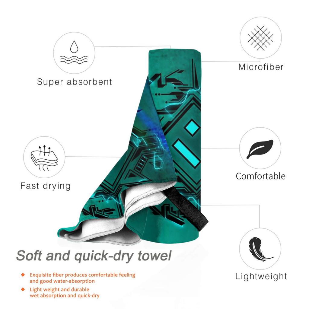 Video Game Geometry Dash Beach Towel Soft Microfiber Quick Dry Absorbent Quick Towels For Swimming