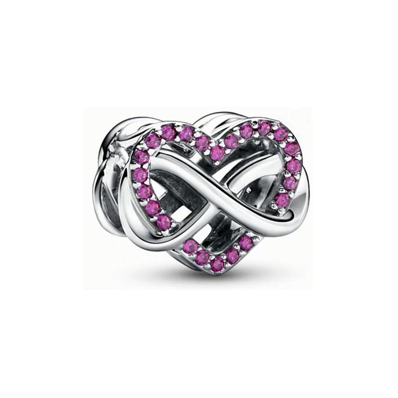 Doe-het-zelf Dames Sieraden Cadeaus Roze Paarse Serie Charms Glinsterende Oneindigheid Harten & Sterren Lavendel Bloemen Kralen Passend op Originele Armband