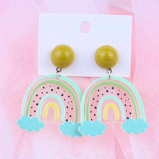 1 Pair Stud Earrings Cute Allergy Free Acrylic Creative Design Rainbow