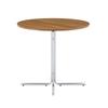 Round modern side table, walnut MDF tabletop, chrome-plated 3-leg metal frame, for living room, dining room, balcony and office, minimalist design