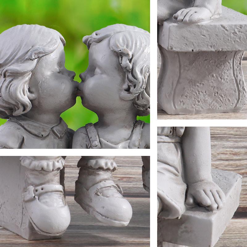 Escultura de Tres Niños en una Silla, Obra de Arte Creativa de Resina, Decoración para el Hogar, Jardín y Patio