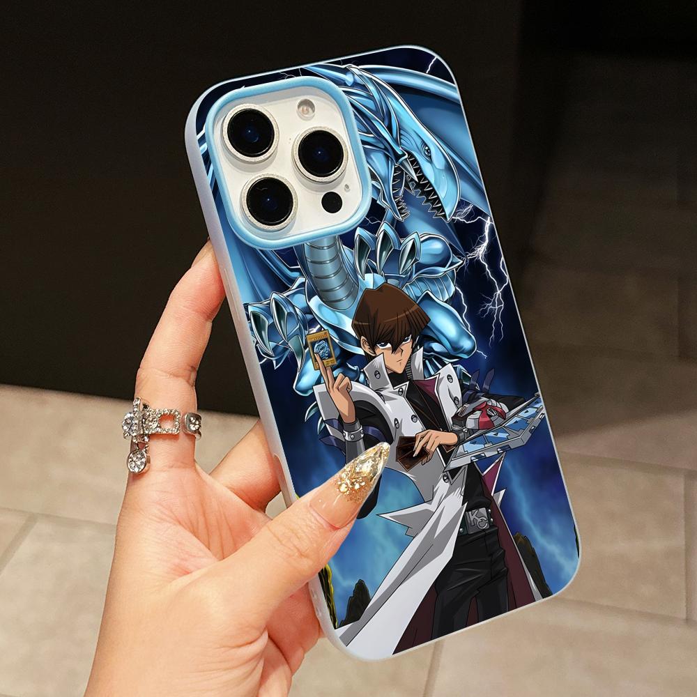 Yugioh Seto Kaiba Phone Case for iPhone 17 16 15 14 13 12 11 Air Pro Max Plus Jelly Double layer Light Blue Cover