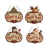 Chain-Suspended Christmas Plaque In Wood with Raised Holiday Character and Wording for Tree, Party, Home, and Window Displays