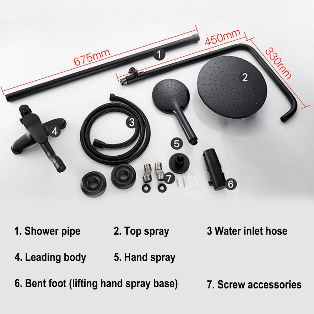Brass Shower Set Multifunctional Thermostatic Shower Frosted Bathroom Faucets Bath Mixer Shower System Black