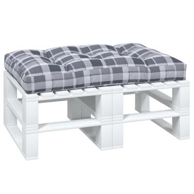 Grey Checkered Pallet Cushion 120 X 80 X 12 Cm Fabric