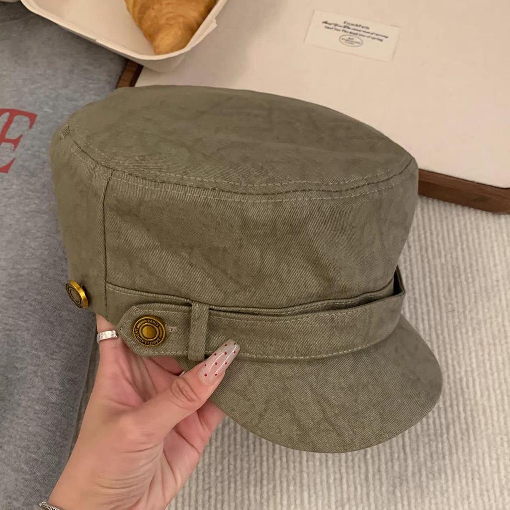 2025 Women's Vintage Distressed Flat Top Beret - Slimming Literary Duckbill Hat Trend